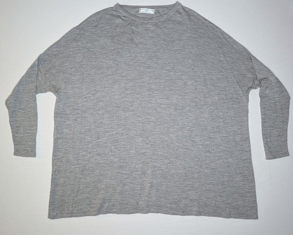 JOHNSTONS OF ELGIN Sweater Womens M L Gray Wool Silk Cashmere Knit Scotland Top